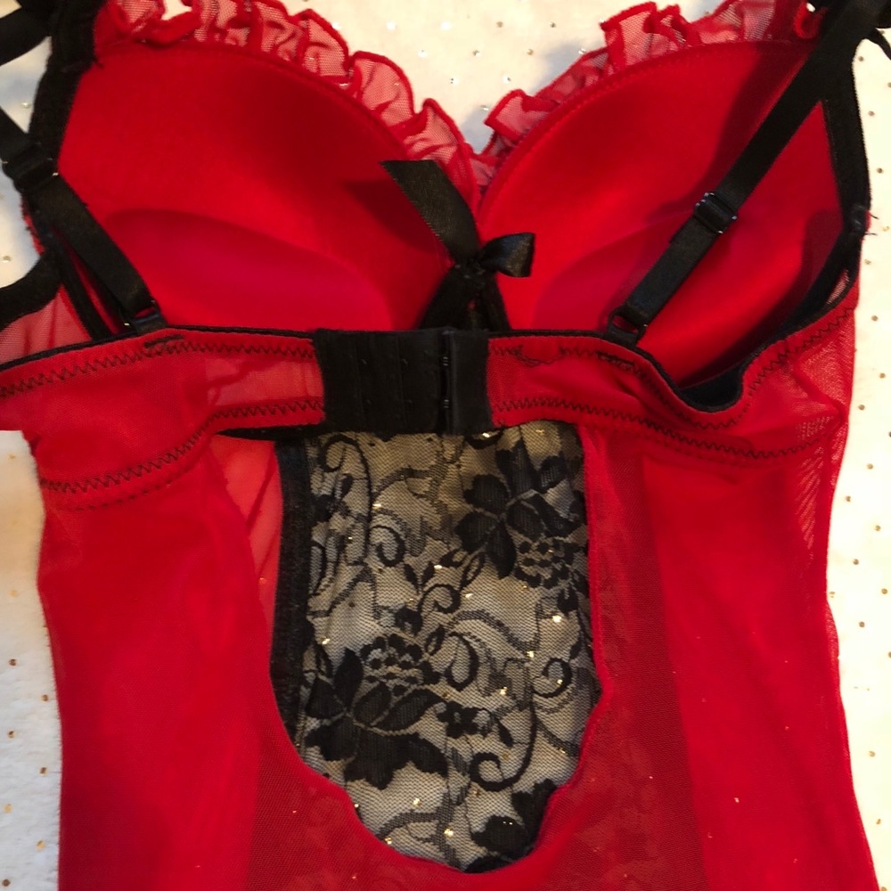 Lingerie - Mesh Push-Up Bra - Size S - Red/Black - Picture 5 of 6